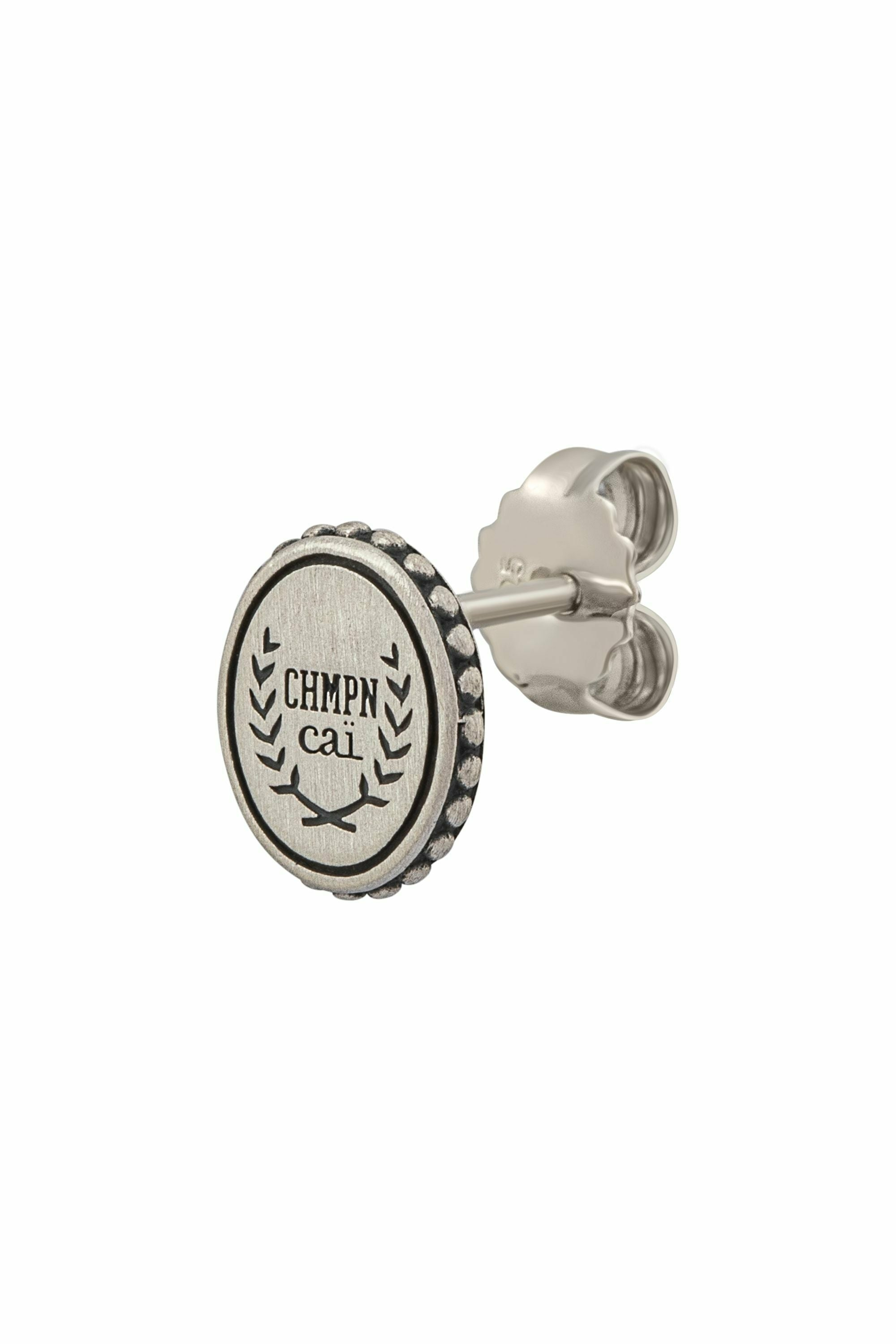 Single Ohrstecker 925/-Sterling Silber satiniert oxodiert Champion Wappen 411847... Single Ohrstecker 925/-Sterling Silber satiniert oxodiert Champion Wappen 411847...