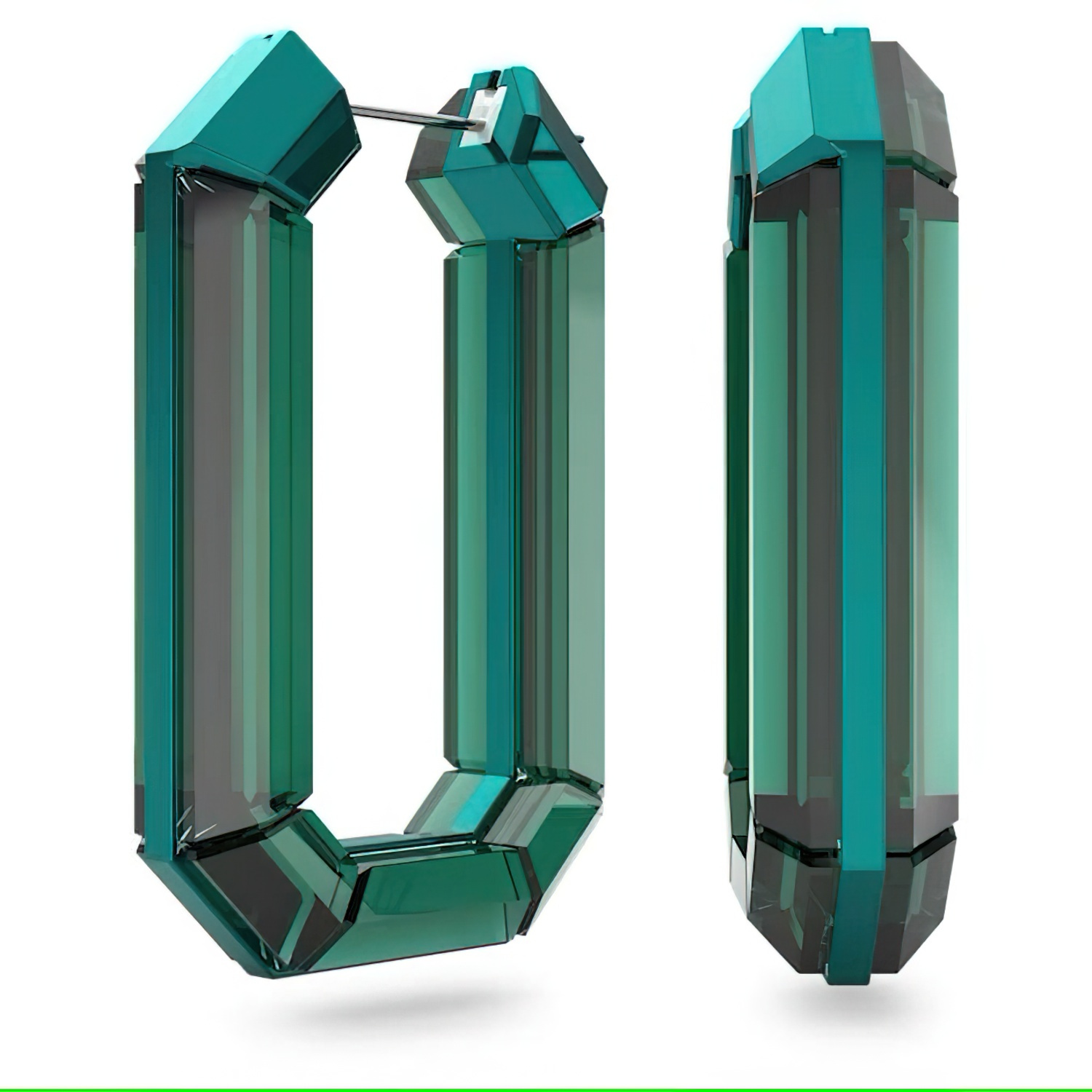 Swarovski Damen Ohrring Lucent Kreolen Statement, Achteckform, Grün 5633953 Swarovski Damen Ohrring Lucent Kreolen Statement, Achteckform, Grün 5633953