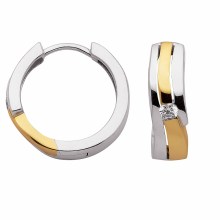 Damen 925 Silber Ohrringe  Creolen mit Zirkonia Ø 16 mm Damen 925 Silber Ohrringe  Creolen mit Zirkonia Ø 16 mm