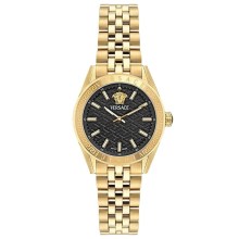 Versace Damen Armbanduhr V‑Code gold, schwarz VE8I00724 Versace Damen Armbanduhr V‑Code gold, schwarz VE8I00724