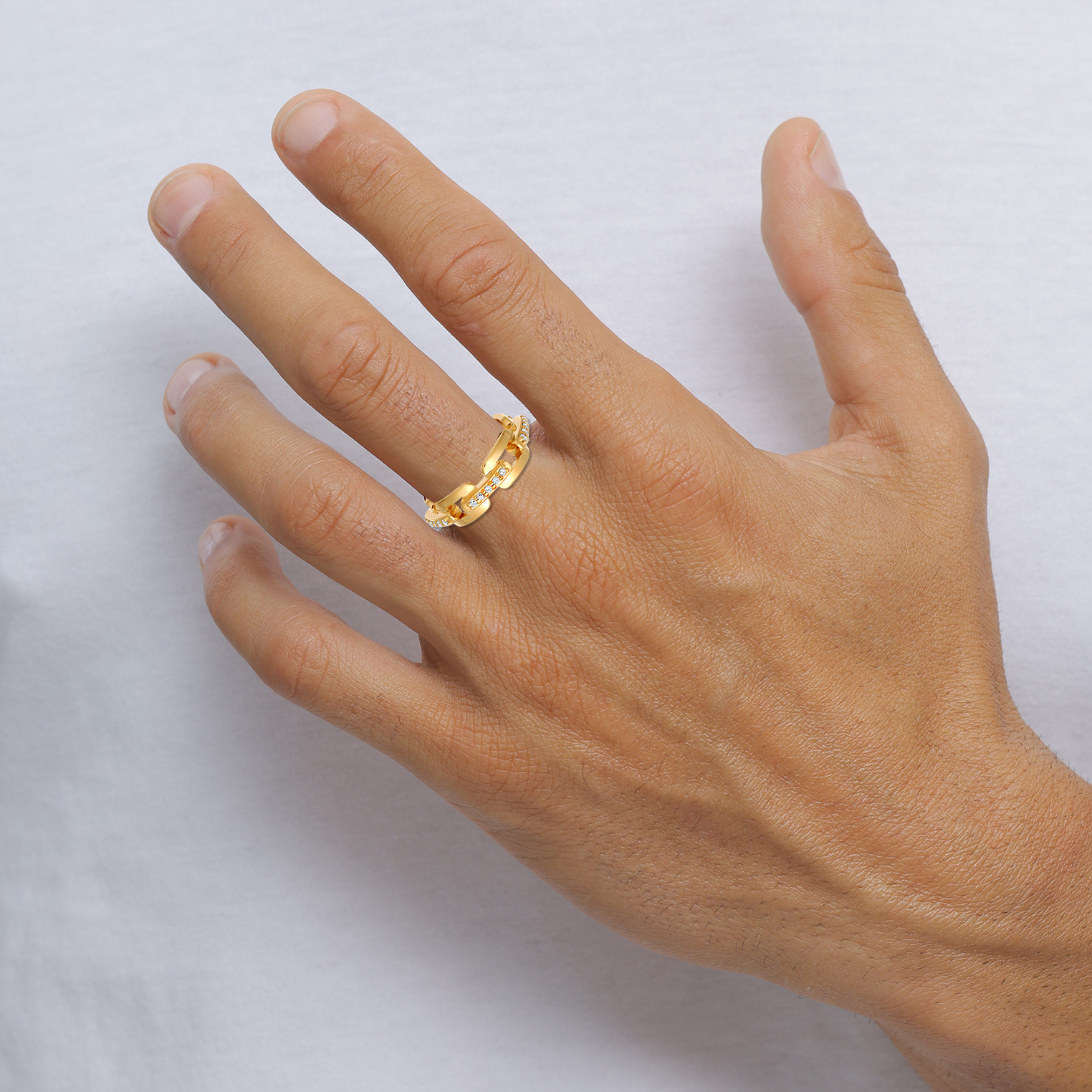 Ring Herren Kettenring Zirkonia Weiß 925 Sterling Silber – Bild 3