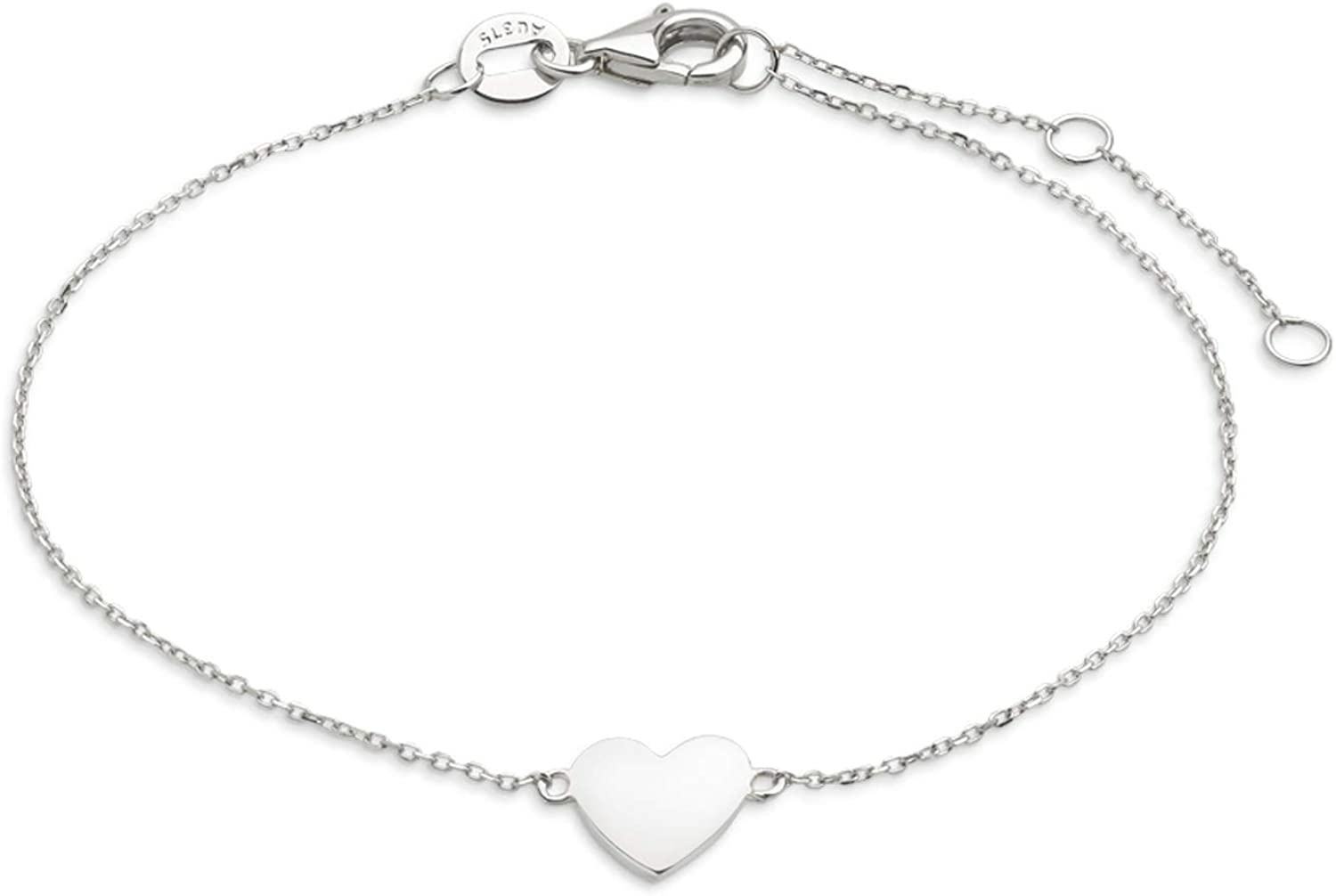 Xenox Damen Armband Karreekette mit Herz Charm 18cm Silber XG4208 – Bild 2