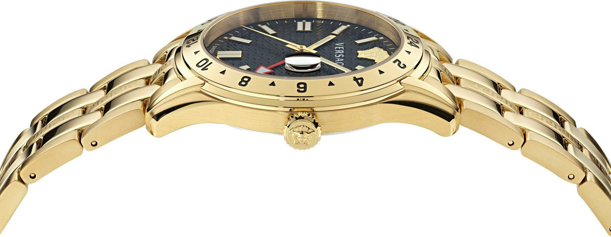 Versace Quarzuhr Greca Time GMT VE7C00723 - Herrenuhr Goldfarben – Bild 3