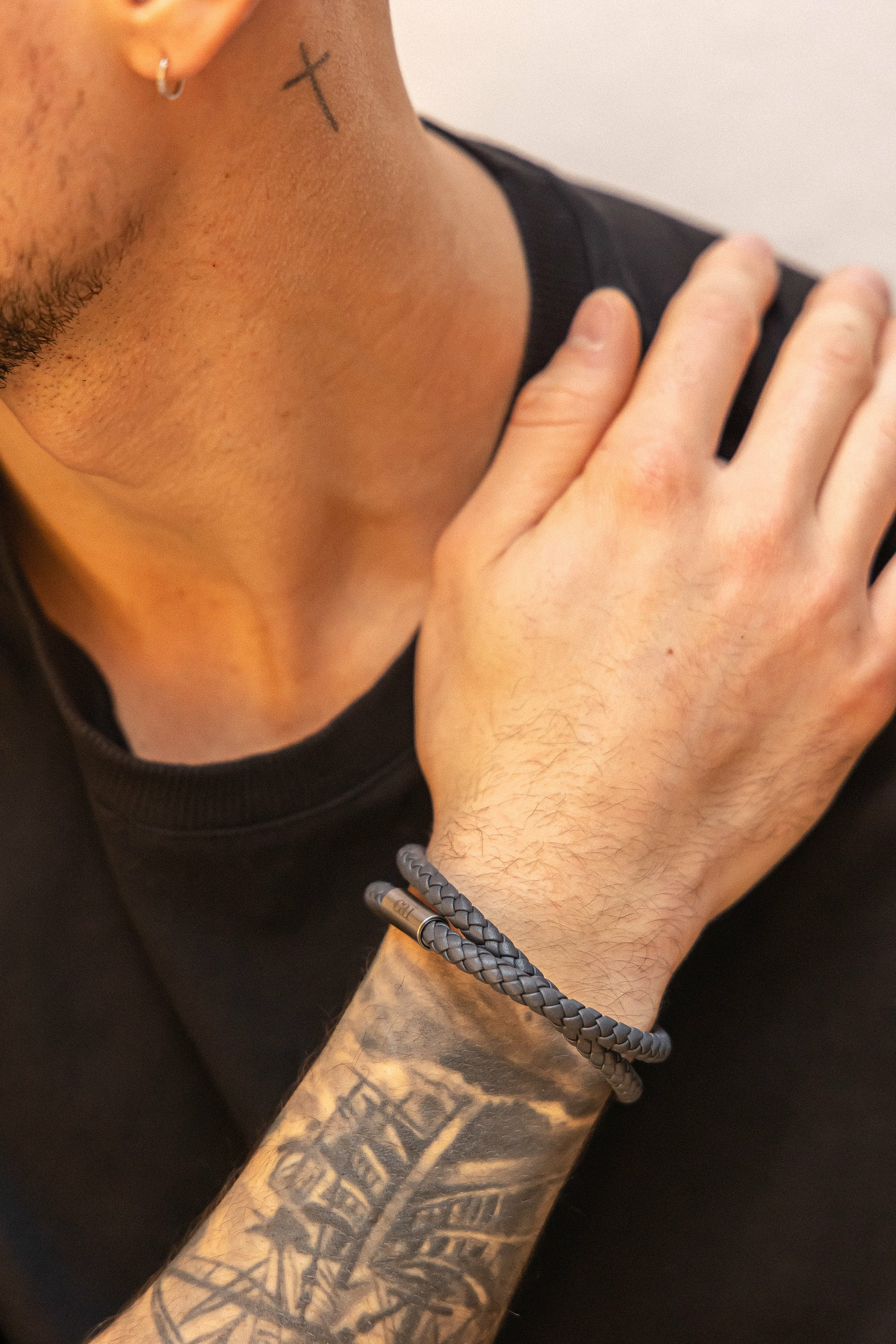 Armband Leder grau 21cm + Verlängerung Wickelarmband 41185221902430