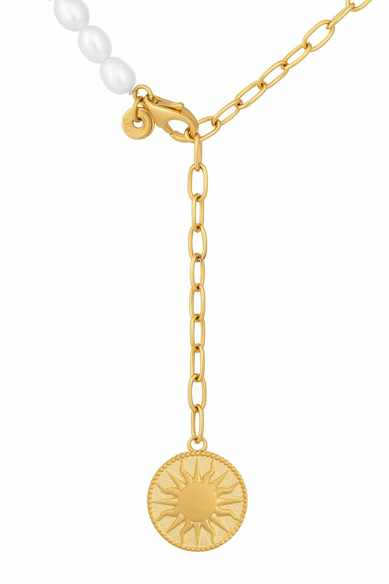 Collier 925 Silber vergoldet Y-Kette Perlen Münze Sonne Mond 41184821379166 Collier 925 Silber vergoldet Y-Kette Perlen Münze Sonne Mond 41184821379166