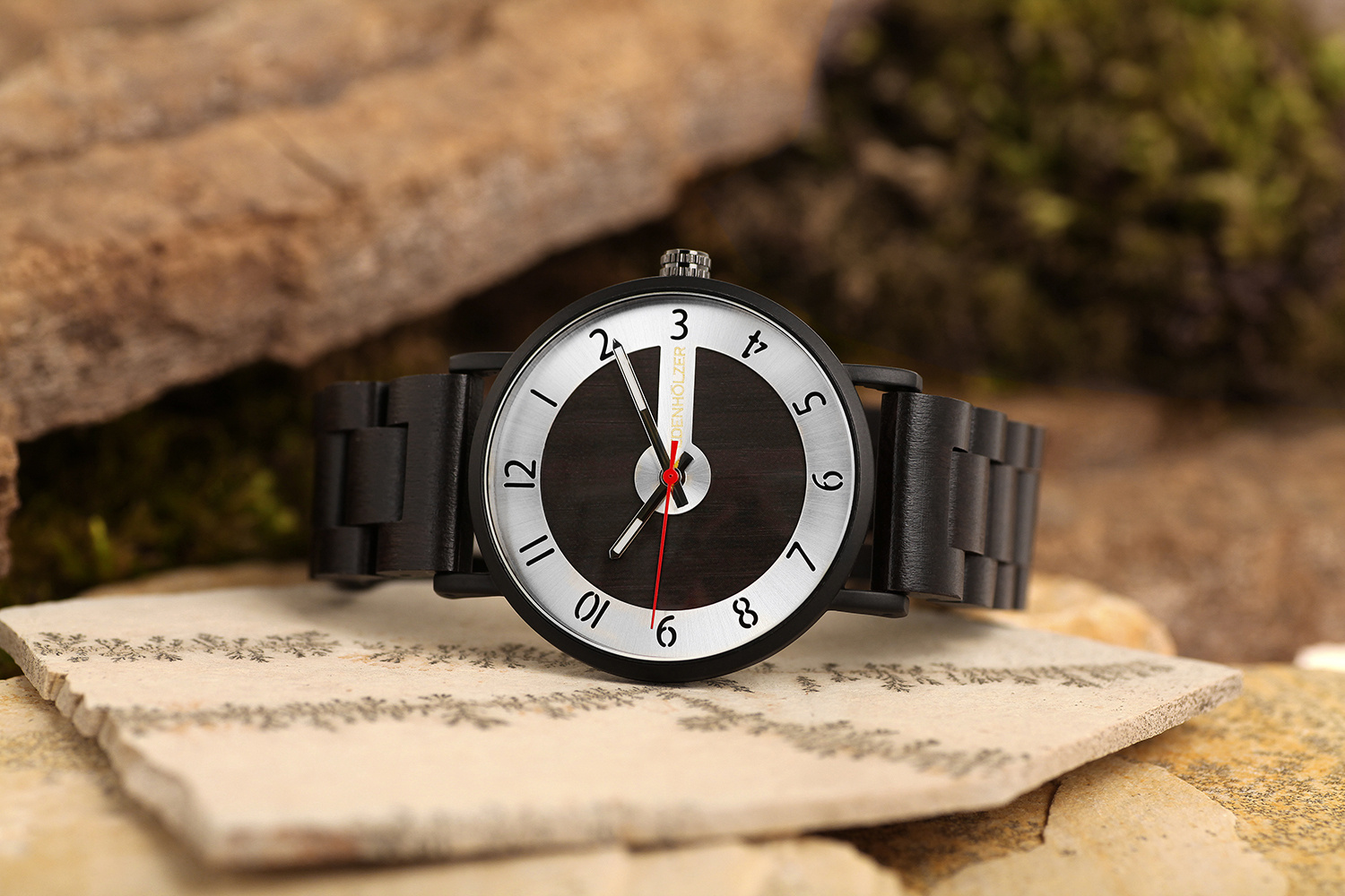 Edenhölzer Herren Damen Armbanduhr Holzarmband Hardlex Mustigue – Bild 3