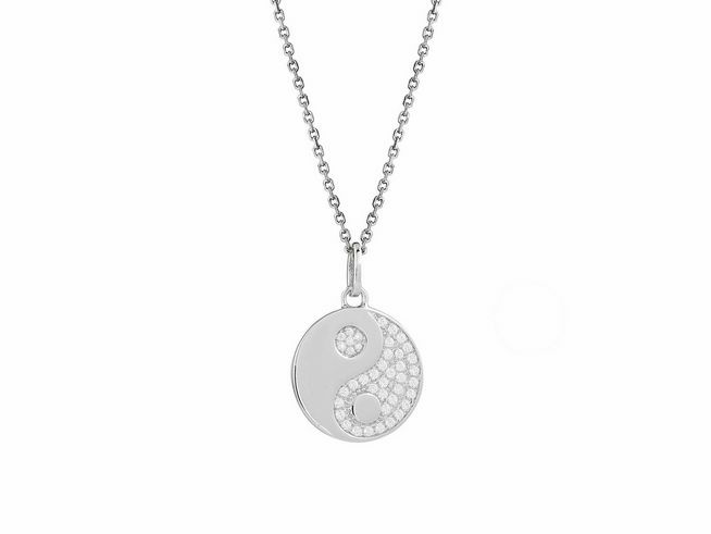 Xenox Damen Halskette Coin Anhänger mit Yin Yang Zirkonia Silber XS3457K Xenox Damen Halskette Coin Anhänger mit Yin Yang Zirkonia Silber XS3457K