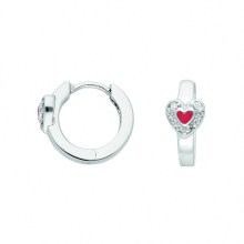 Damen 925 Silber Ohrringe  Creolen Herz mit Zirkonia Damen 925 Silber Ohrringe  Creolen Herz mit Zirkonia