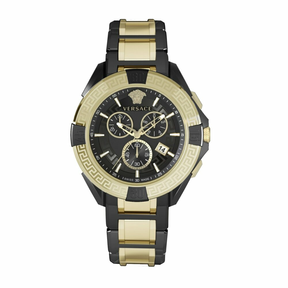 Versace Herren Armbanduhr Chronograph CHRONO SPORTY schwarz, gold 46 mm VE5CA072... Versace Herren Armbanduhr Chronograph CHRONO SPORTY schwarz, gold 46 mm VE5CA072...
