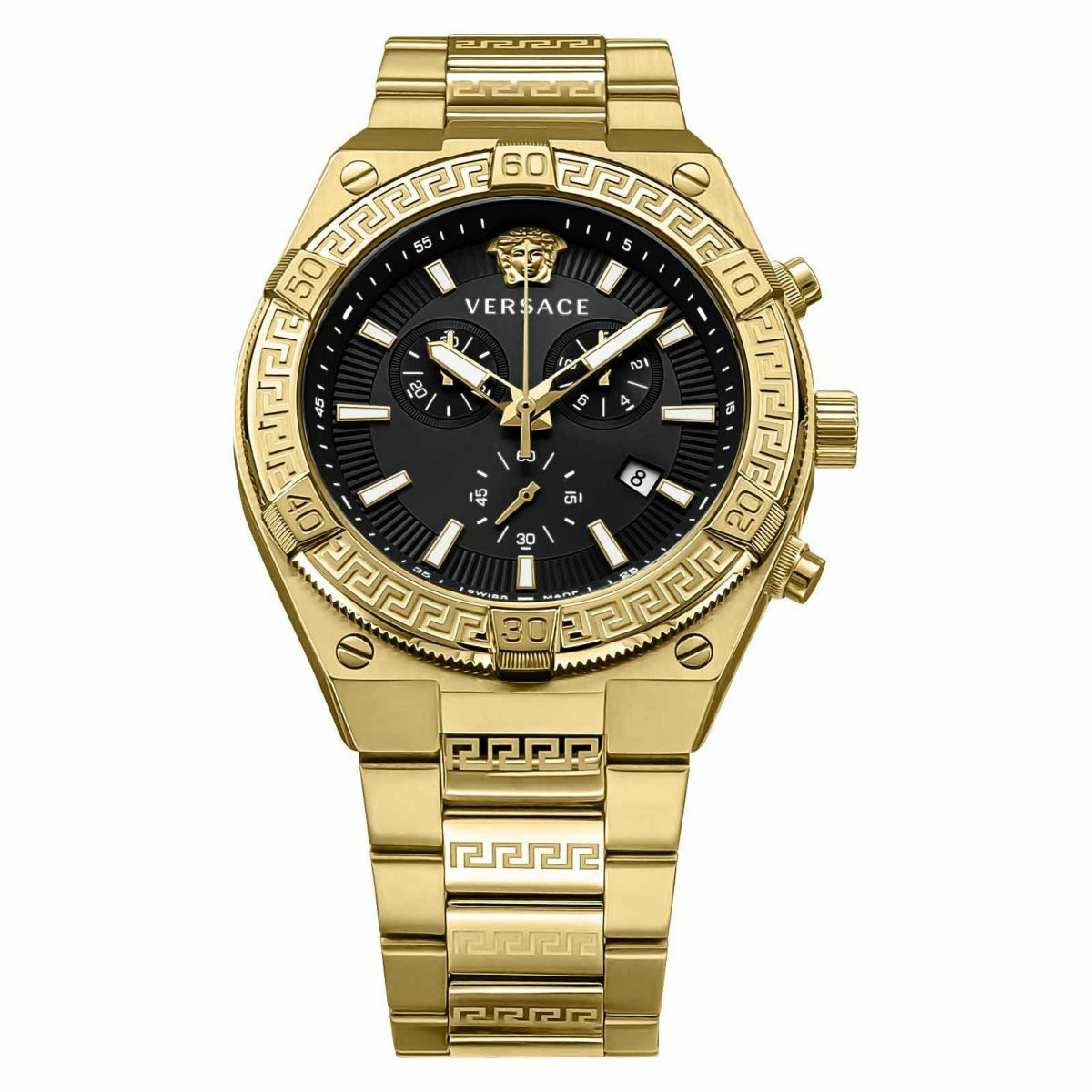 Versace Herren Armbanduhr SPORTY GRECA Chronograph gold 46 mm VESO00922 – Bild 3