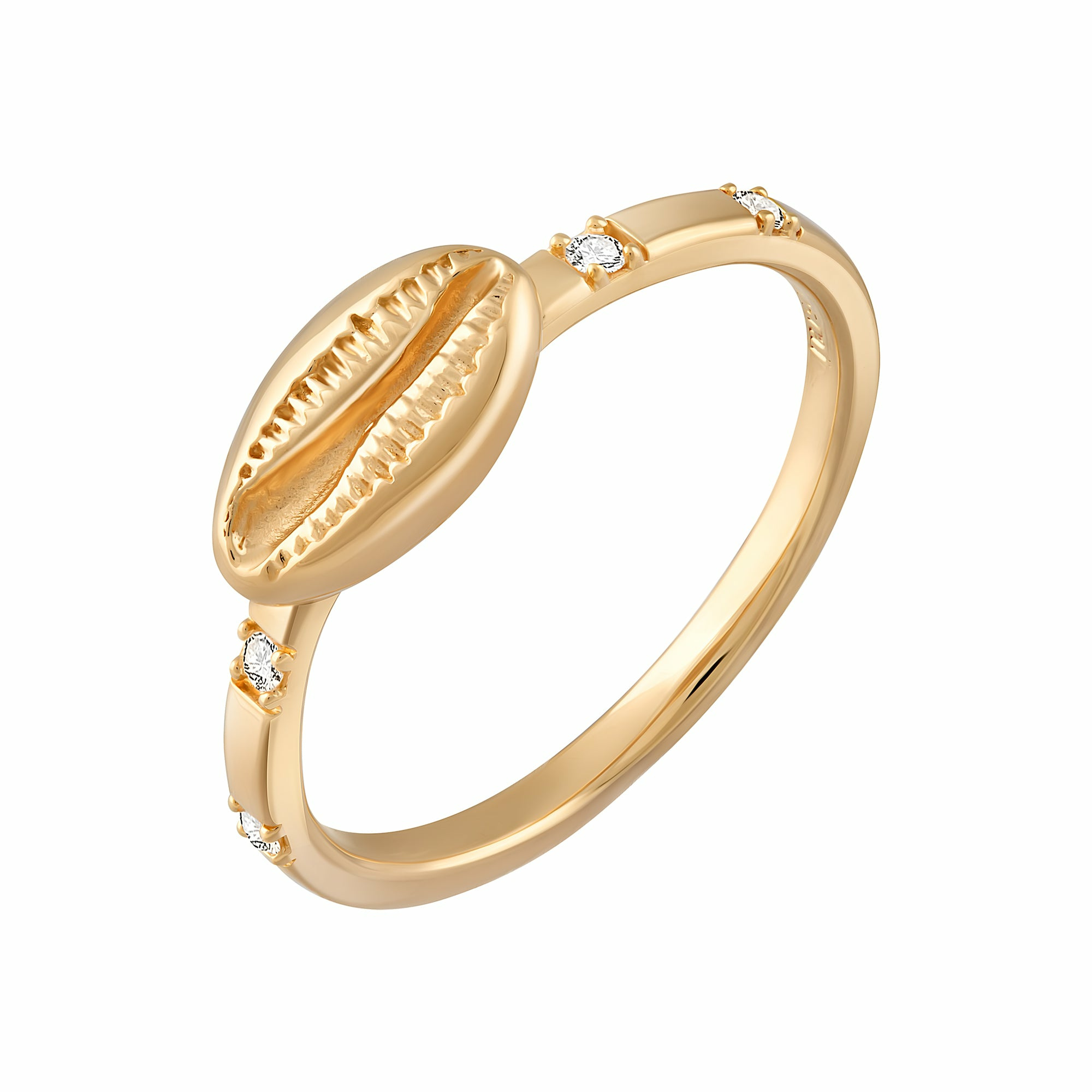 Ring 925 Sterling Silber vergoldet Zirkonia Kauri Muschel 41185120976990 Ring 925 Sterling Silber vergoldet Zirkonia Kauri Muschel 41185120976990