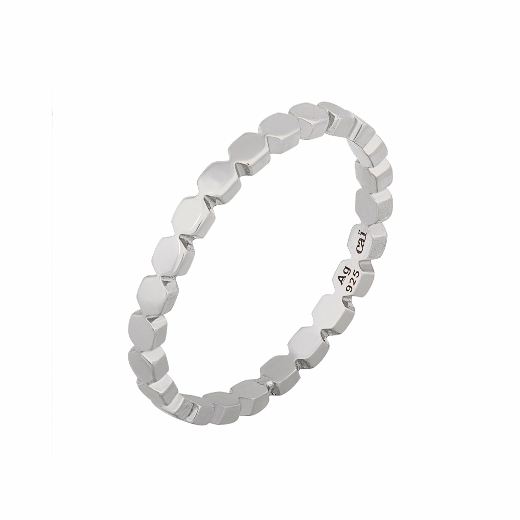 Ring 925/- Sterling Silber rhodiniert Hexagon Stacking 41184742375518 Ring 925/- Sterling Silber rhodiniert Hexagon Stacking 41184742375518