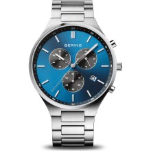 Bering Herren Chronograph Titanium Silber Blau 11743-707 Bering Herren Chronograph Titanium Silber Blau 11743-707