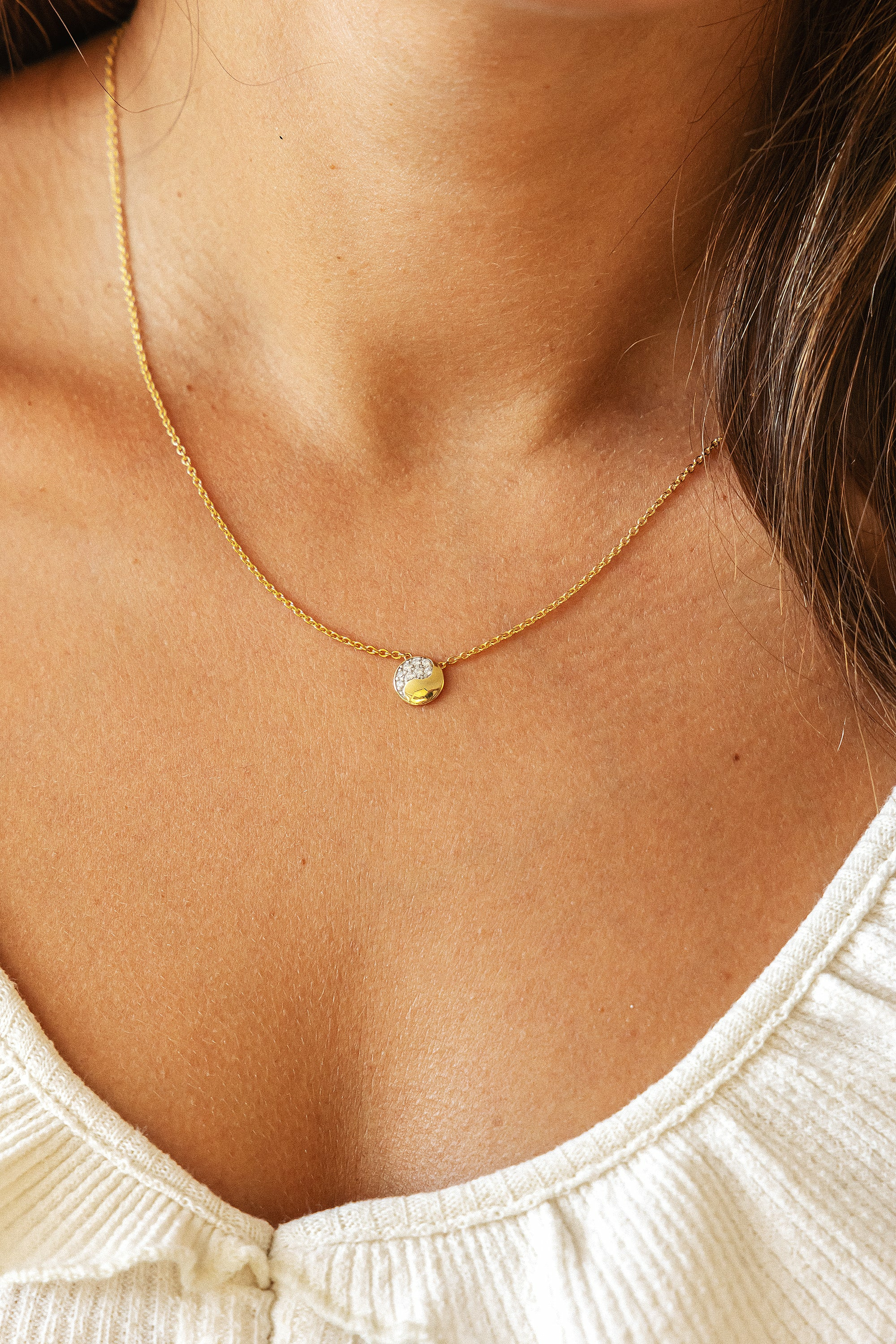 Kette 925 Silber vergoldet Yin & Yang Zirkonia 41185149911134 – Bild 2