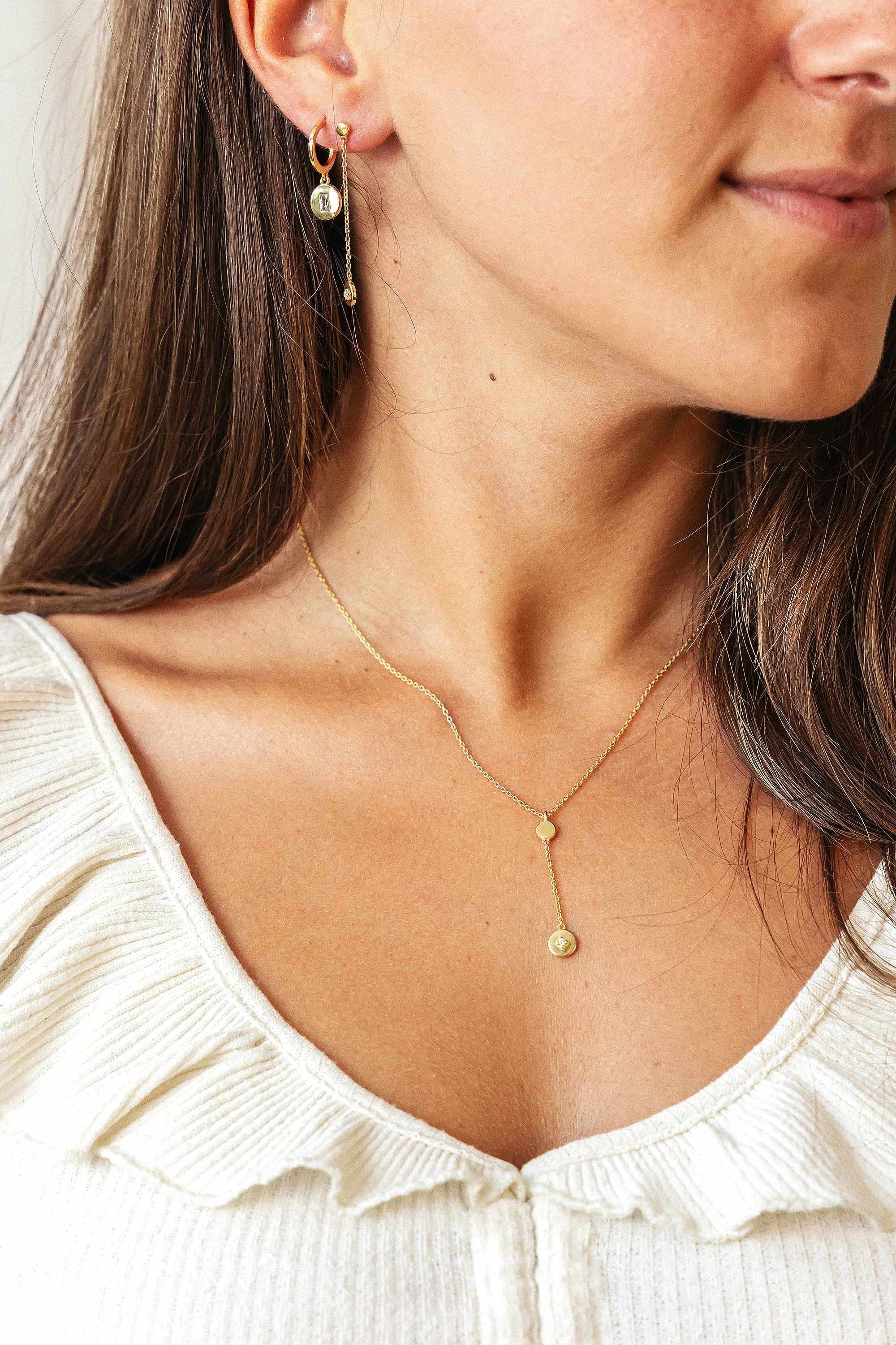 Kette 925 Silber vergoldet Plättchen Zirkonia 41185180713054 – Bild 2