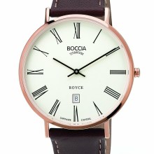 Boccia Herren-Armbanduhr Analog Quarz Leder weiß (braun/weiß), 3589-06 Boccia Herren-Armbanduhr Analog Quarz Leder weiß (braun/weiß), 3589-06