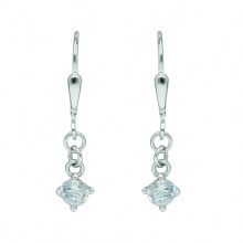 Damen 333 Weißgold Ohrringe  Ohrhänger Herz mit Zirkonia Damen 333 Weißgold Ohrringe  Ohrhänger Herz mit Zirkonia