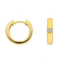 Damen 585 Gold Ohrringe  Creolen mit Zirkonia Ø 13,6 mm Damen 585 Gold Ohrringe  Creolen mit Zirkonia Ø 13,6 mm