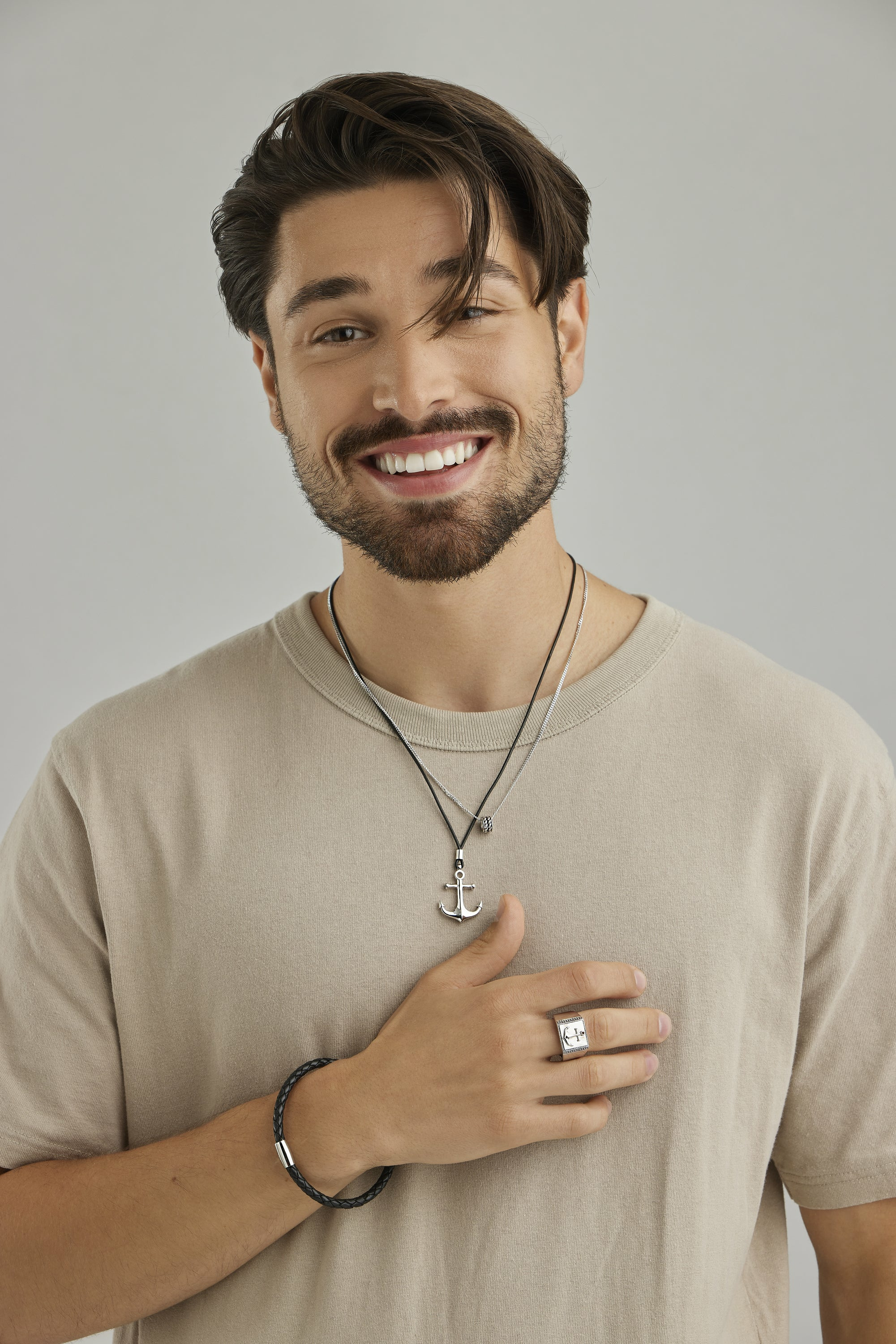 Armband Edelstahl Leder schwarz 23cm 41184440844382 Armband Edelstahl Leder schwarz 23cm 41184440844382