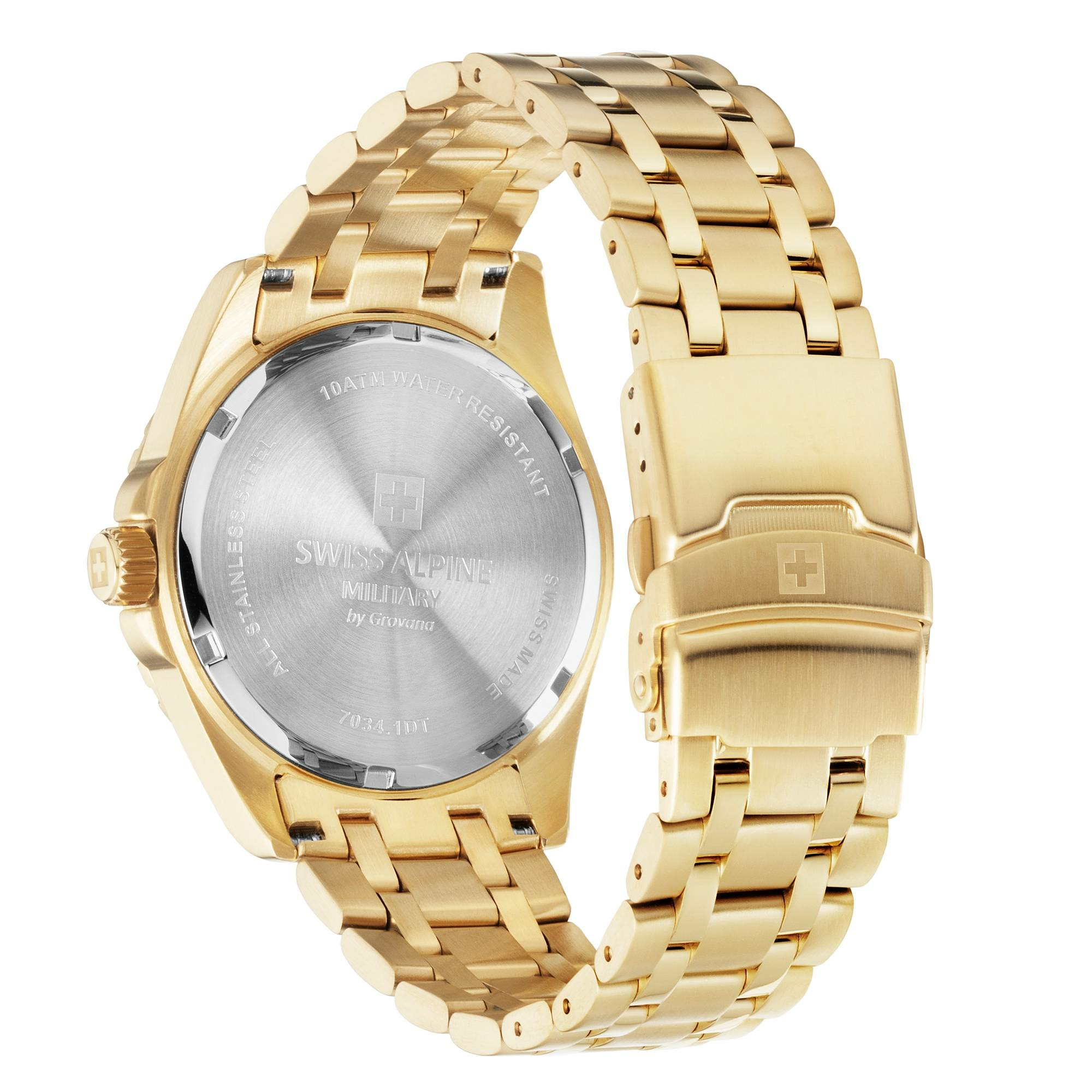 Swiss Alpine Military 7034.1118 Herrenarmbanduhr Sierra gold grün, Artikelnummer... – Bild 3