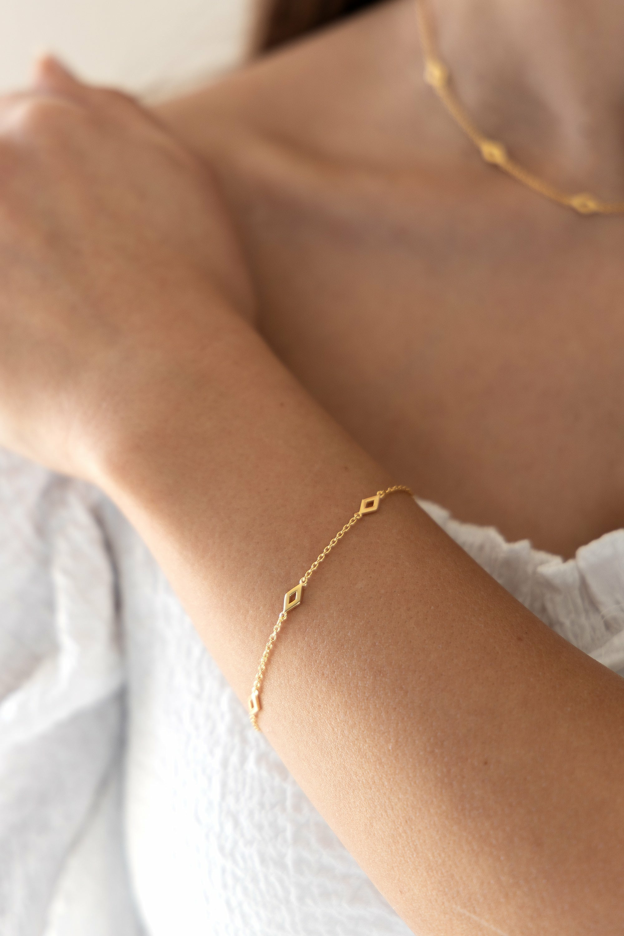 Armband 925 Silber vergoldet Rauten Cut-Outs 41185098727518 Armband 925 Silber vergoldet Rauten Cut-Outs 41185098727518