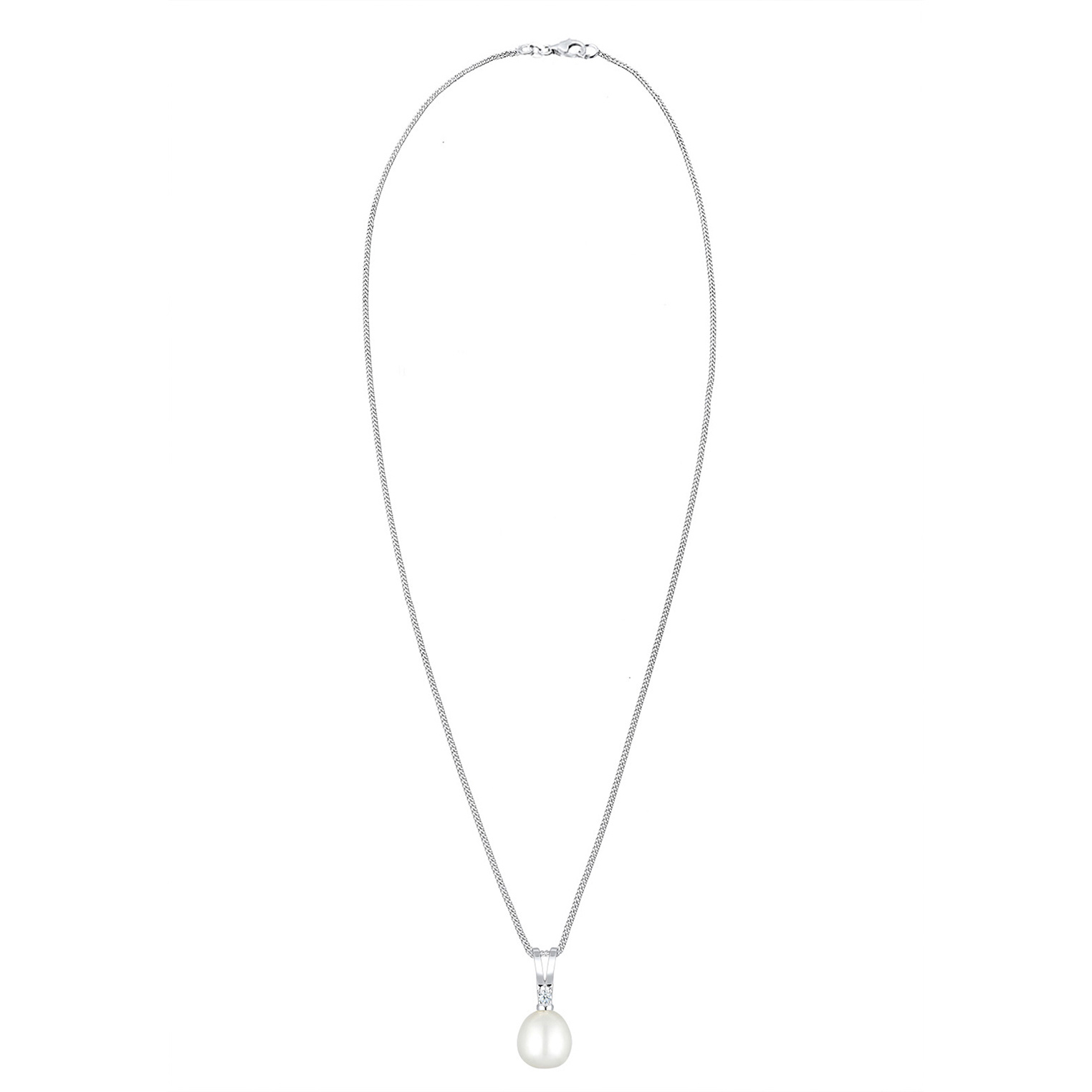 Halskette Süßwasserzuchtperle Diamant 925 Sterling Silber – Bild 2