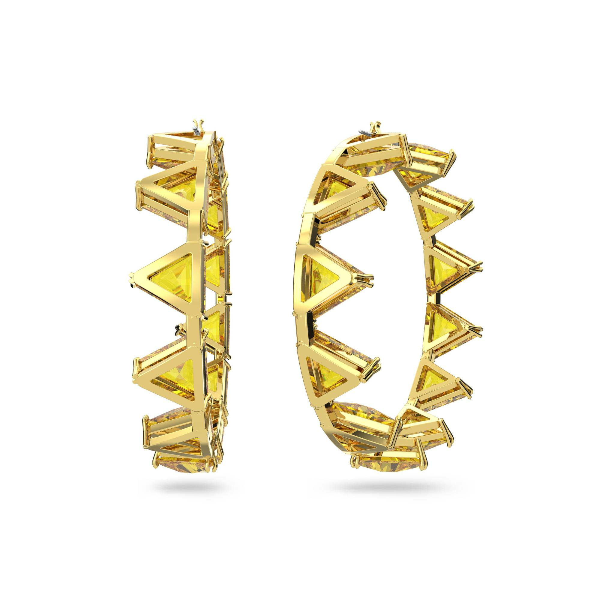Swarovski Damen Ohrringe Creolen Ortyx Trilliant-Schliff, Gelb, Goldlegierungssc... – Bild 2