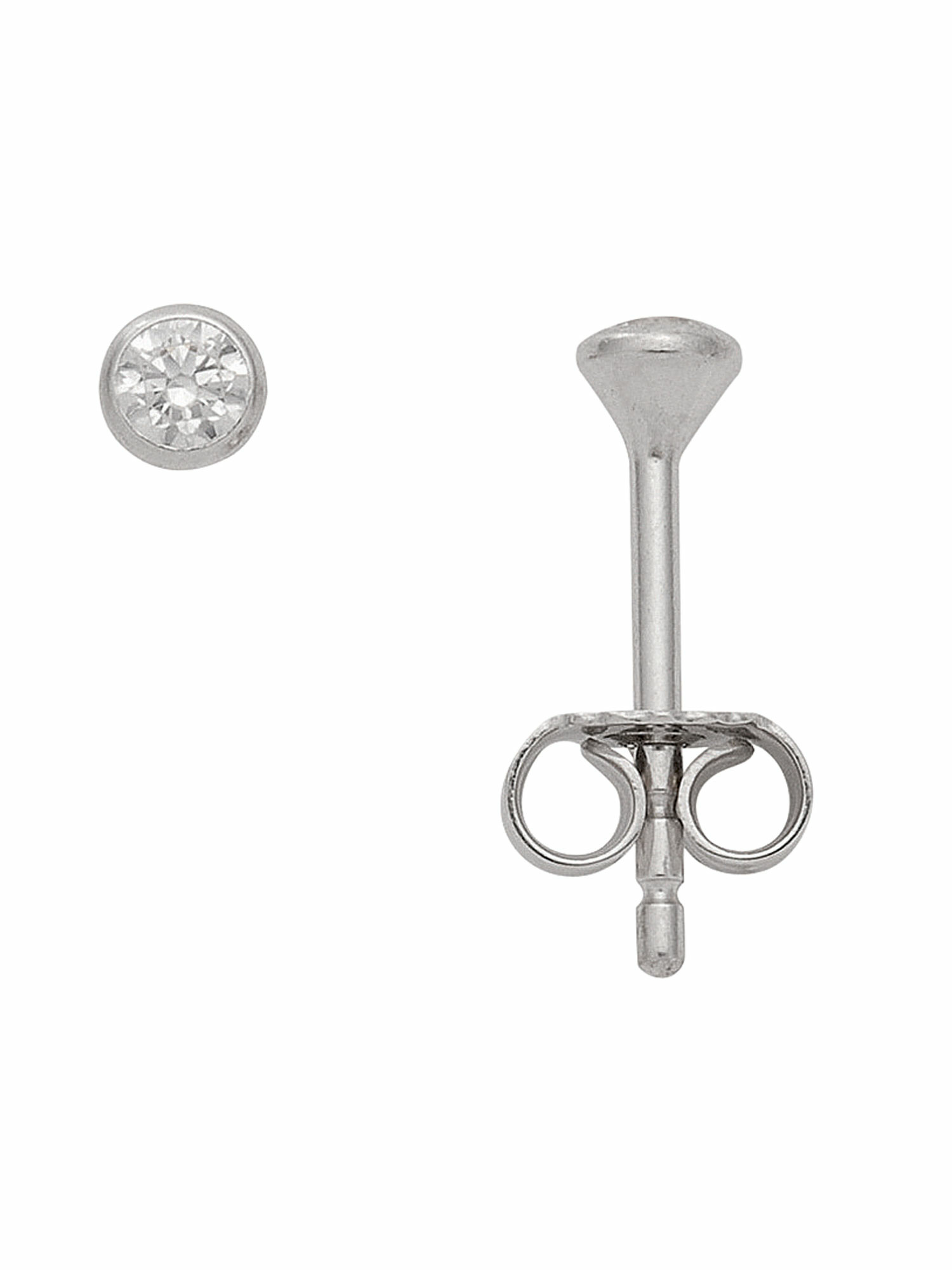 Damen 585 Weißgold Ohrringe  Ohrstecker mit Zirkonia Damen 585 Weißgold Ohrringe  Ohrstecker mit Zirkonia