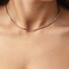 Collier Choker 925/- Sterling Silber Venezianer Kette rosé vergoldet zweireihig ... Collier Choker 925/- Sterling Silber Venezianer Kette rosé vergoldet zweireihig ...