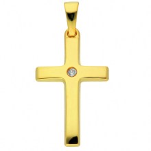 Damen & Herren 585 Gold Kreuz Anhänger mit Zirkonia Damen & Herren 585 Gold Kreuz Anhänger mit Zirkonia