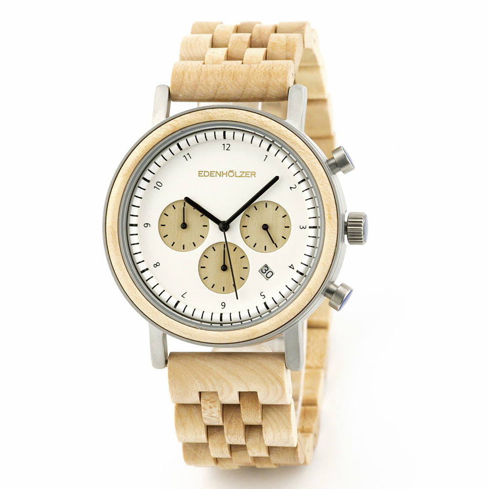 Edenhölzer Holzuhr Herren Armbanduhr Tasmanien Holzarmband ED093-003 – Bild 3