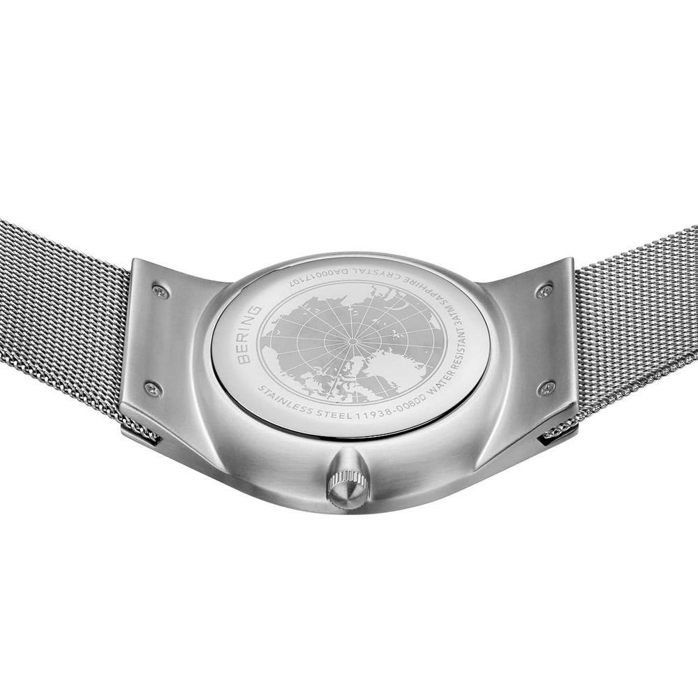 BERING Herren Analoguhr Day Date blau mit Milanaiseband Silber 11938-003DD BERING Herren Analoguhr Day Date blau mit Milanaiseband Silber 11938-003DD