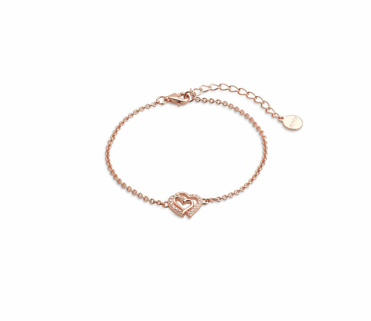 XENOX Damen-Armband Herz 925 Sterling Silber rosé Zirkonia 18,5cm XS3412RN – Bild 2