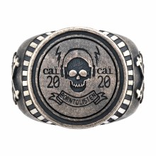 Ring 925/- Sterling Silber Siegelring matt oxidiert Rock Music Skull 41184876822... Ring 925/- Sterling Silber Siegelring matt oxidiert Rock Music Skull 41184876822...