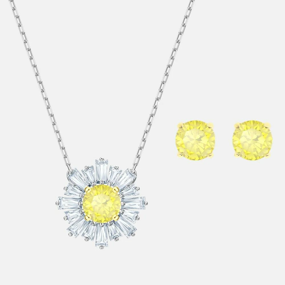 Swarovski Schmuckset Unisex Sunshine Sonnen‑Set Halskette + Ohrstecker Gelb Weiß... Swarovski Schmuckset Unisex Sunshine Sonnen‑Set Halskette + Ohrstecker Gelb Weiß...