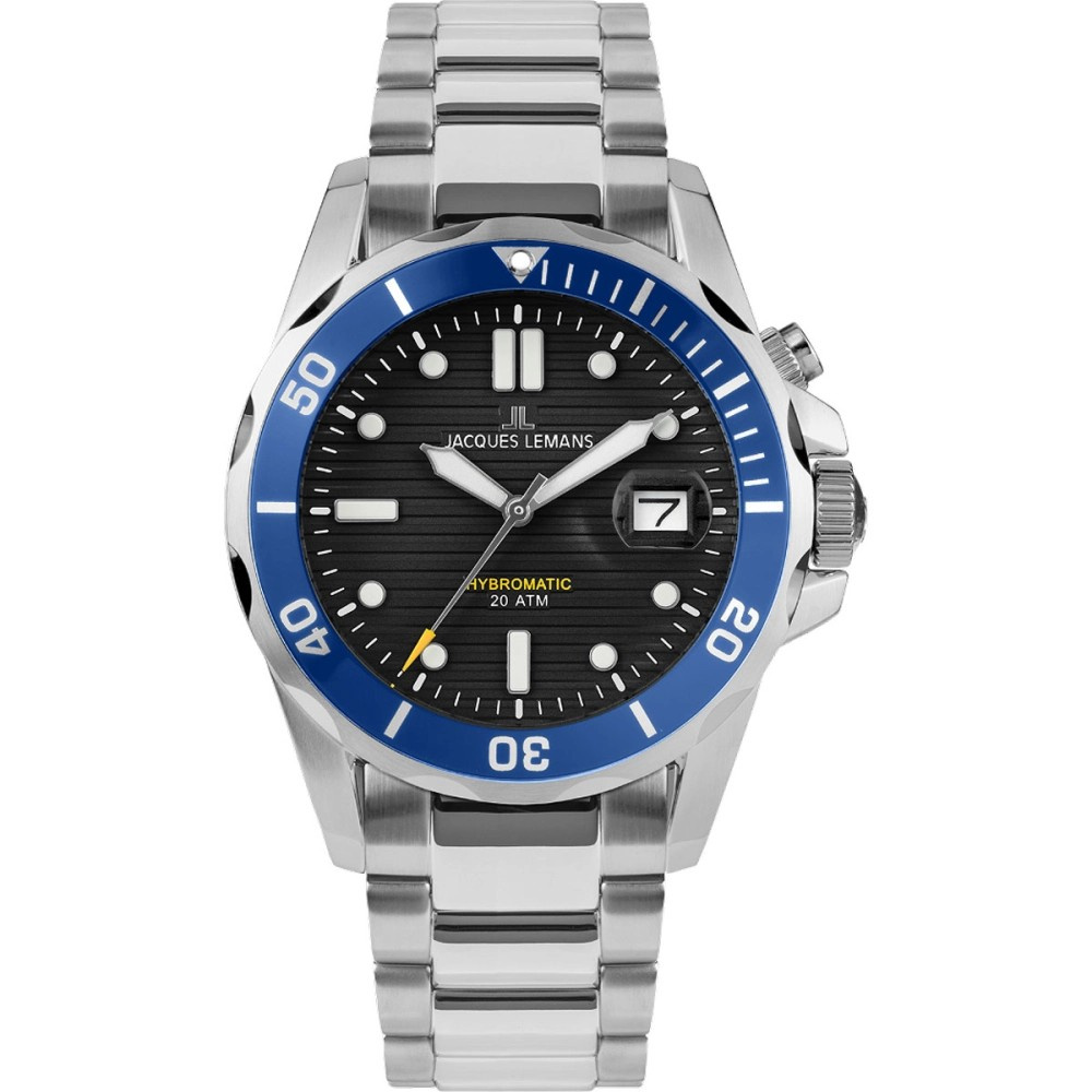 Jacques Lemans Herrenuhr Hybromatic Automatikuhr Silber 1-2170J Jacques Lemans Herrenuhr Hybromatic Automatikuhr Silber 1-2170J