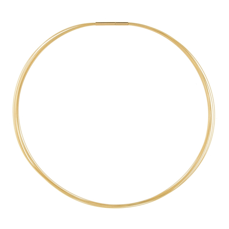 Ernstes Design Damen Halskette 10-Fach Drahtseil Collier 45cm Gold DS10-GG-45 – Bild 3