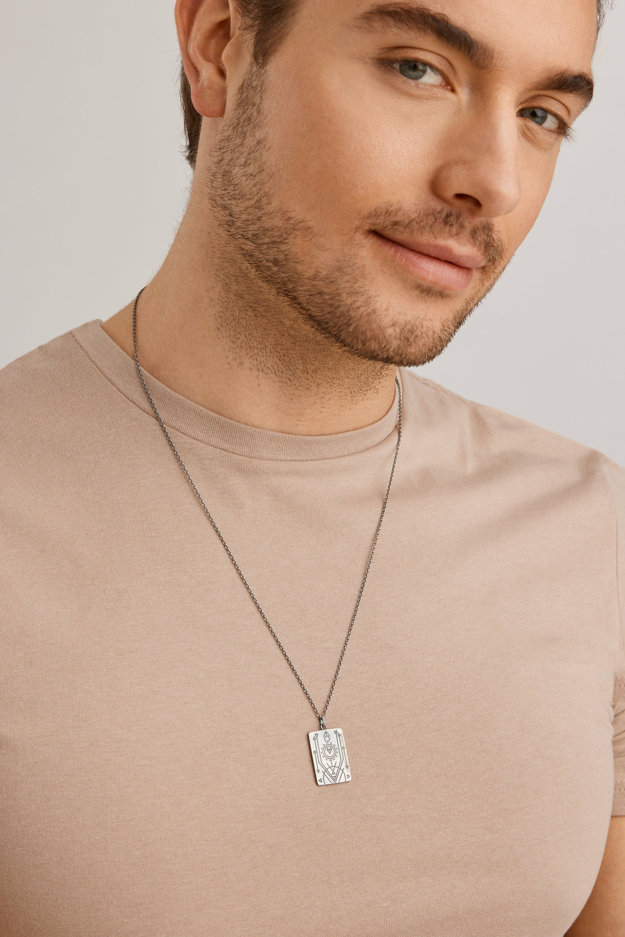 Anhänger mit Kette 925/- Silber matt oxidiert Tattoo Motiv 41185156890718