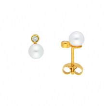 Damen 585 Gold Ohrringe  Ohrstecker mit Süßwasser Zuchtperle Damen 585 Gold Ohrringe  Ohrstecker mit Süßwasser Zuchtperle
