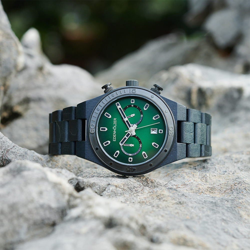 Edenhölzer Herren Armbanduhr Chronograph Hardlex Pico Datumsanzeige ED023-001 – Bild 3