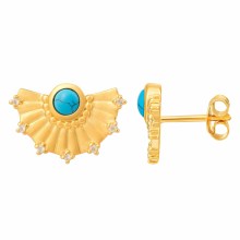 Ohrstecker 925 Silber vergoldet Fächer, Türkis & Weißtopas 41185220788318 Ohrstecker 925 Silber vergoldet Fächer, Türkis & Weißtopas 41185220788318