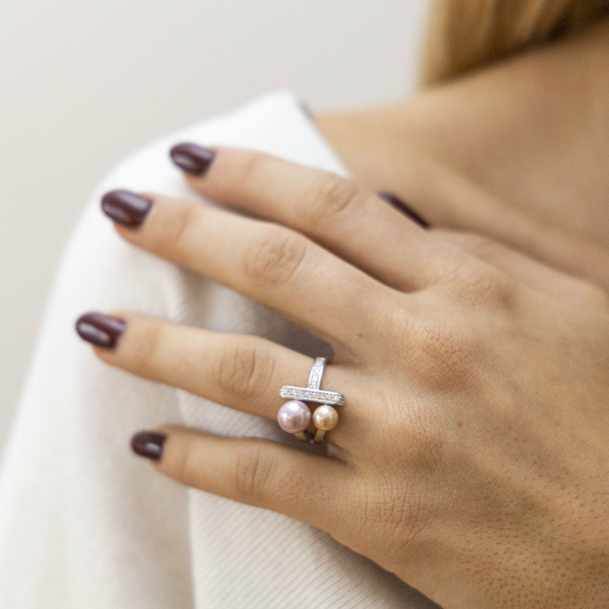 Zeeme Pearls Silber 925 mit 2 Muschelkernperlen und Zirkonia weiß Ring 416769275... – Bild 2