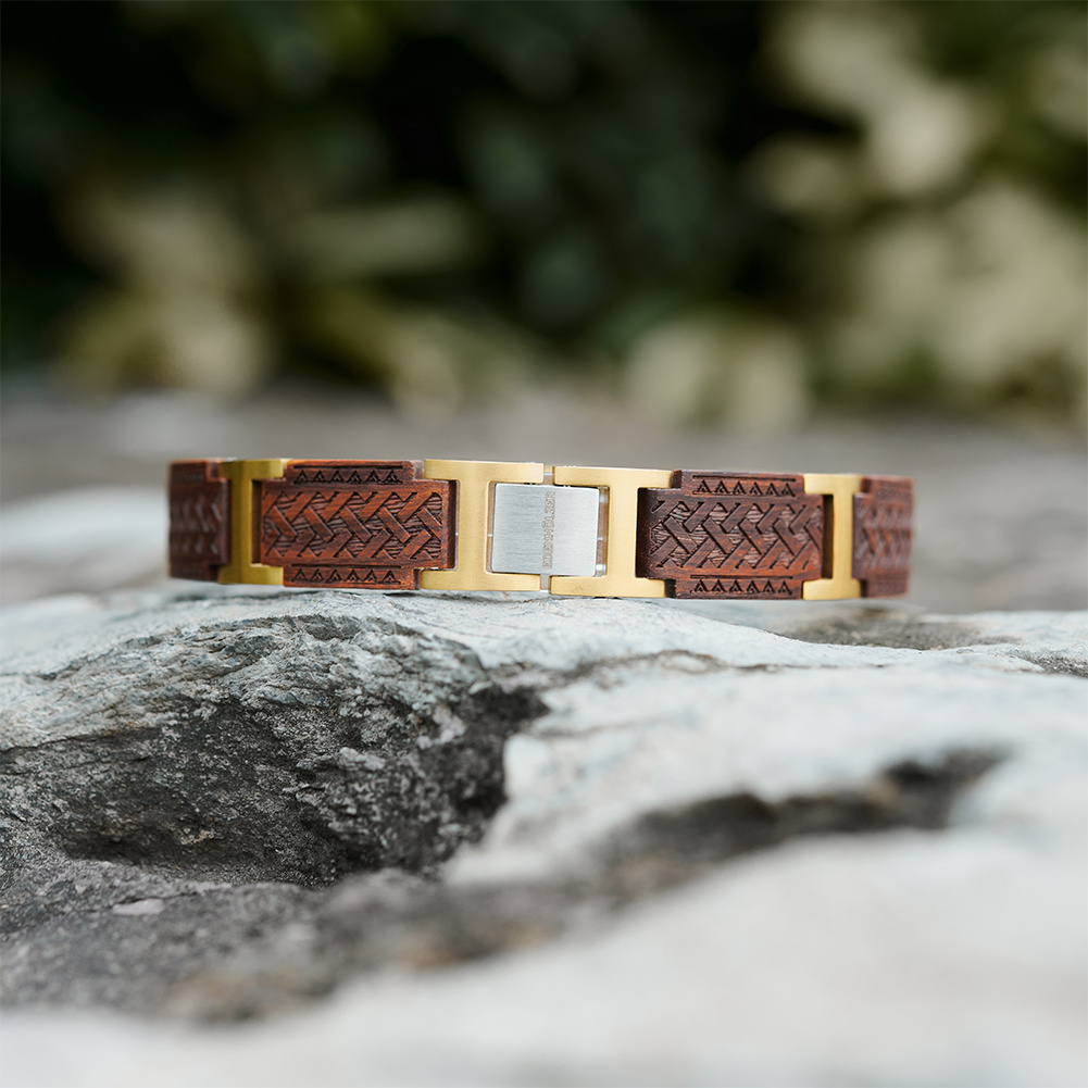 Edenhölzer Holzarmband Edelststahl Malhalla braun ED-C5040 – Bild 3