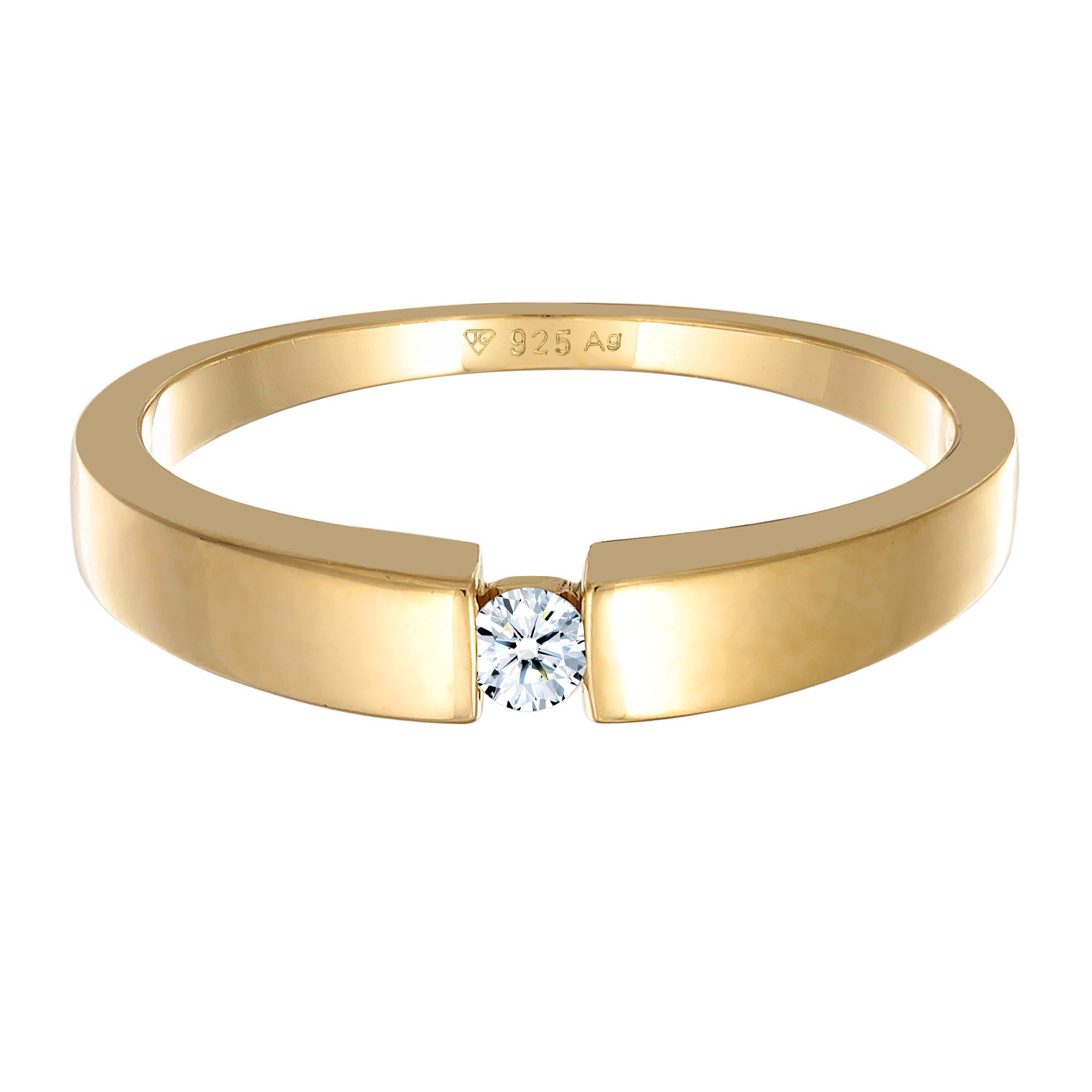 Ring Klassisch Bandring Diamant 0.06 ct. 925 Silber – Bild 2