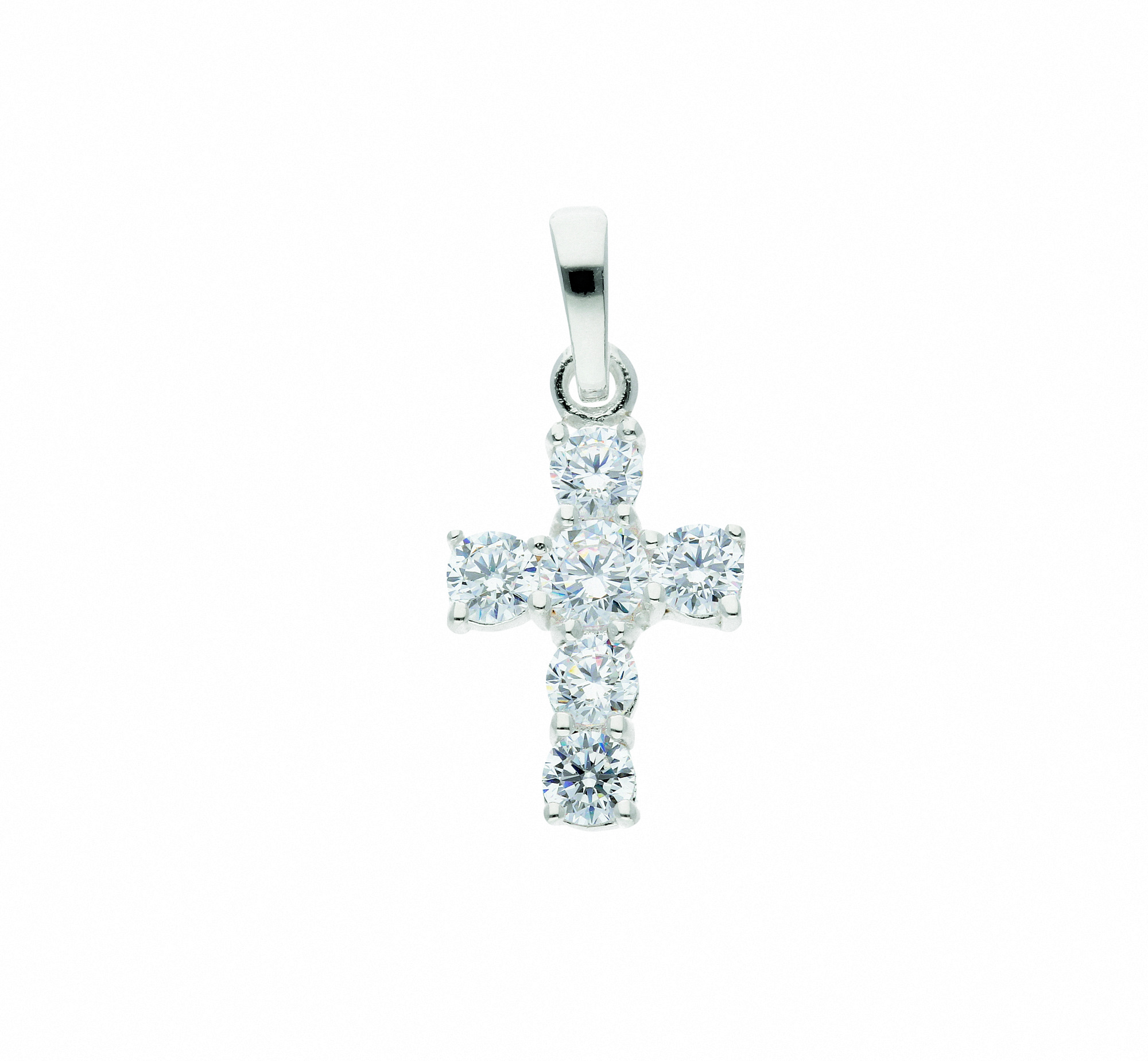 Damen & Herren 925 Silber Kreuz Anhänger mit Zirkonia – Bild 2