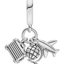 Charm Airplane globe suitcase dangle pink enamel Charm Airplane globe suitcase dangle pink enamel