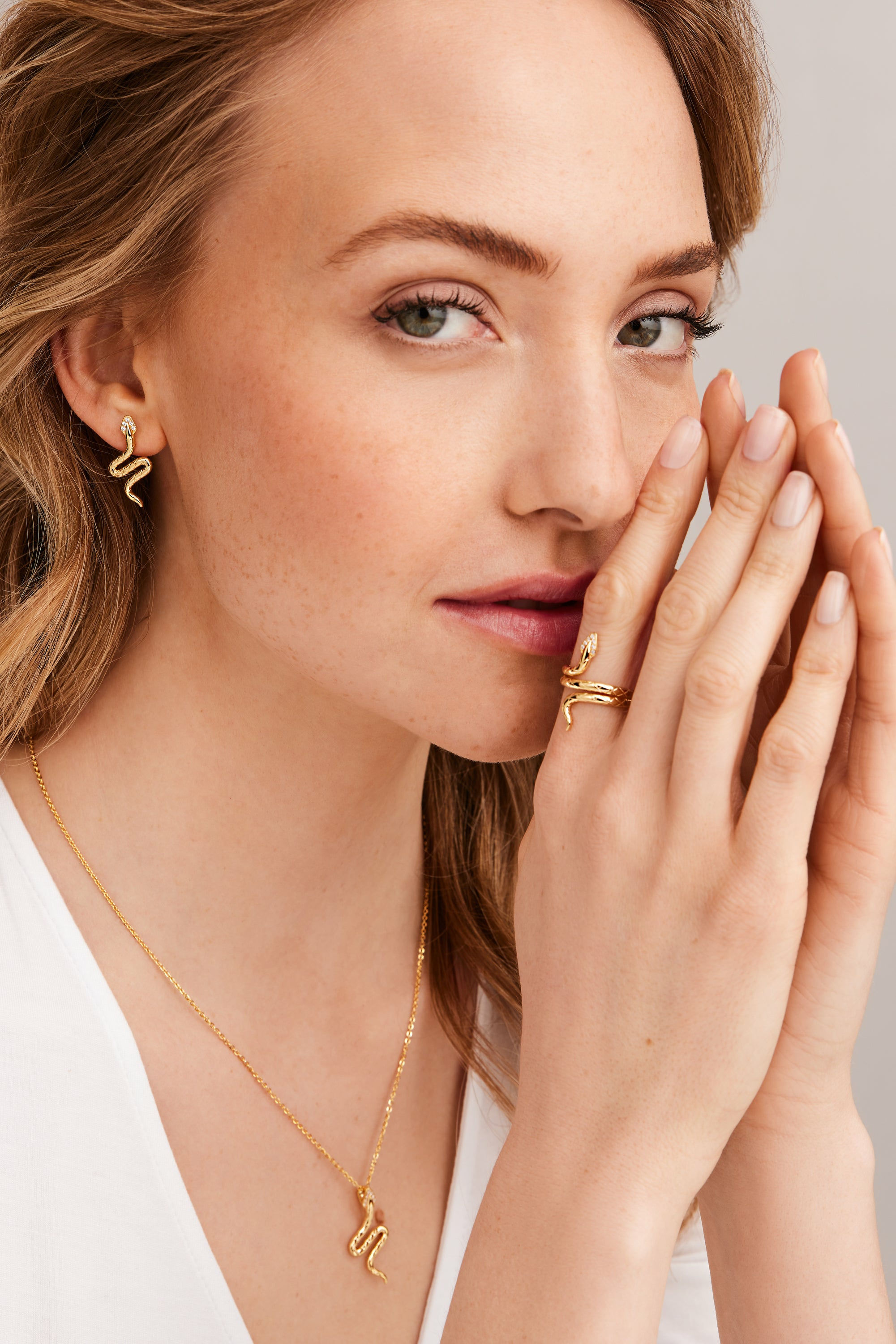 Halskette 925 Silber vergoldet Anhänger Schlange mit Zirkonia 41185078968414