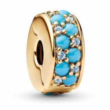 Pandora Clip-Charm Aquamarinblau Goldfarben 763902C01 Pandora Clip-Charm Aquamarinblau Goldfarben 763902C01