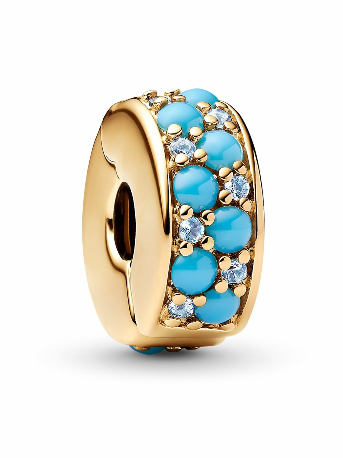 Pandora Clip-Charm Aquamarinblau Goldfarben 763902C01 Pandora Clip-Charm Aquamarinblau Goldfarben 763902C01