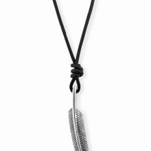 Anhänger mit Kette 925/- Sterling Silber Feder Lederkette 41183842500702 Anhänger mit Kette 925/- Sterling Silber Feder Lederkette 41183842500702